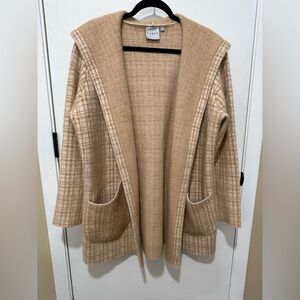 Cyrus Tan Plaid Hooded Cardigan